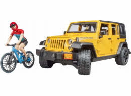 Bruder Jeep Wrangler Rubicon s cyklistou a kolem