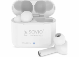 Bezdrátová sluchátka Savio TWS-07 PRO BT 5.0 s mikrofonem a power bankou