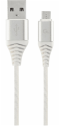 GEMBIRD&nbsp;Kabel&nbsp;USB&nbsp;2.0&nbsp;AM&nbsp;na&nbsp;MicroUSB&nbsp;(AM/BM),&nbsp;1m,&nbsp;opletený,&nbsp;bílo-stříbrný,&nbsp;blister,&nbsp;PREMIUM&nbsp;QUALITY