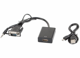 Lanberg HDMI AV adaptér - D-Sub (VGA) + Jack 3,5 mm černý (AD-0021-BK)