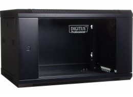 Digitus skříň DIGITUS Závěsná 19 skříňka 6U 368/600 / 450mm, skleněné dveře, černá, nesmontovaná