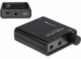 DeLOCK Přenosný stereo sluchátkový zesilovač s duálními výstupy a zvýrazněním basů (černý)