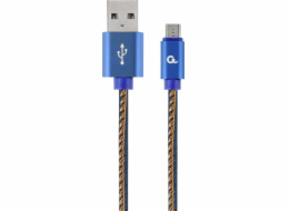GEMBIRD CC-USB2J-AMmBM-2M-BL Premium jeans denim Micro-USB cable with metal connectors 2m blue