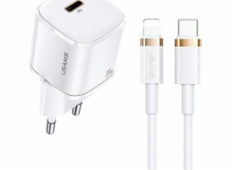 Usams nabíječka USAMS Load. síť. 1xUSB-C T36 mini 20W + USB-C-Lightning kabel bílý / bílý PD3.0 Fast Charging XFKXLOGTL02 (US-CC124 + US-SJ484)