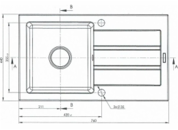 Sink MAIDSINKS Promo 76x44 1B 1D black
