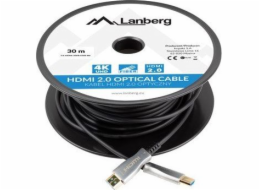 LANBERG Aktivní optický kabel High Speed with Ethernet 2.0, 4K@60Hz, M/M, délka 30m, černý, zlacené konektory