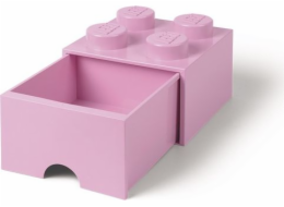 LEGO úložný box 4 s šuplíkem světle růžová