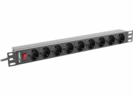 Lanberg POWER STRIP RACK PDU 19 LANBERG 1U 16A 9X SCHUKO 3M ČERNÁ