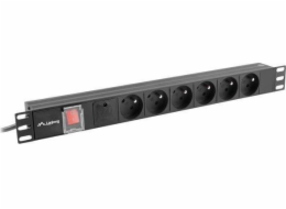 Lanberg LANBERG PDU lišta napájecí 1U 16A 2m 6 gn. PDU-06E-0200-BK