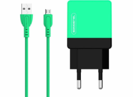 SOMOSTEL INDOOR PHONE CHARGER 2A + CABLE TYPE MICRO GREEN COLOR