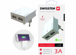 Swissten Síťový Adaptér Smart Ic 2X Usb 3A Power Bílý