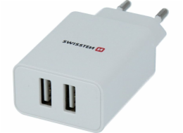 Nabíječka cestovní SWISSTEN 2x USB, IC, 2.1A, bílá