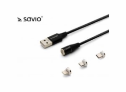 SAVIO CL -152 Magnetický kabel USB typu C, Micro a Lightning 1m