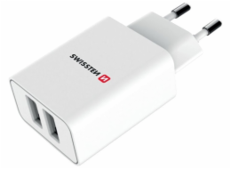Nabíječka cestovní SWISSTEN 2x USB, IC, 2.1A + Lighthing MFI kabel, bílá