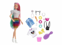 Panenka Mattel Barbie Leopardí s duhovými vlasy a doplňky