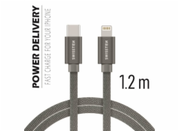 Swissten Datový Kabel Textile USB-C / Lightning 1,2 M Šedý