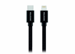 Swissten Datový Kabel Textile USB-C / Lightning 1,2 M Černý