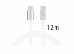 Swissten Datový Kabel Textile USB-C / USB-C 1,2 M Stříbrný