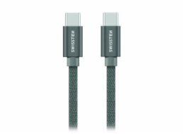 Swissten Datový Kabel Textile USB-C / USB-C 1,2 M Šedý