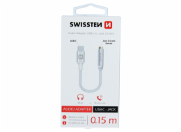 Swissten Audio Adaptér Textile Usb-C/Jack (Samice) 0,15 M Stříbrný