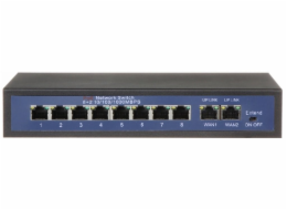 Osmiportový 10/100 Mbps PoE switch s 2x gigabitovým uplinkem