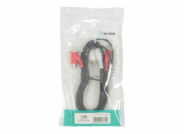 AV:link kabel 2x RCA samec - 2x slučovací RCA samec, 1.8m