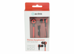 AV:link gumová sluchátka s handsfree, červeno-černá
