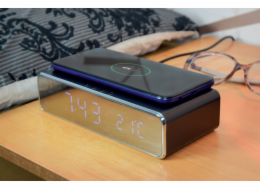 AV:Link Recharge Digitální budík s bezdrátovou nabíječkou, černý
