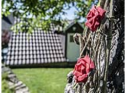 Girlanda z růží, červená, 145 cm