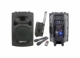QTX QR15PA, mobilní 15" zvukový systém MP3/SD/USB/2x VHF, 250W