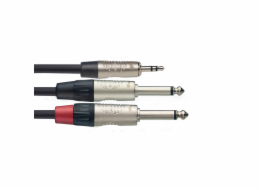 Stagg NYC3/MPS2PR, kabel 2x JACK mono/1x mini JACK stereo, 3m