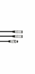 Kabel adaptér XLR samice / 2x XLR samec, délka 1 m,  černý