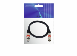 Kabel MC-10R, zástrčka - zásuvka, XLR, symetrický, červený, 1m