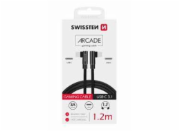 Swissten kabel Arcade USB-C/USB-C 1,2m, černá Swissten textilní datový kabel Arcade USB-C / USB-C 1,2 M /L konektory/ Černý