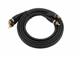 Kabel 2x 2 Cinch zástrčky, červená/černá, se zemí, 1,5m