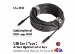 Club3D Kabel USB 3.2 typ C Gen2, aktivní, (M/M), 20m, optický, aktivní, unidirectional, A/V