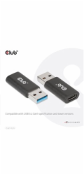 Club3D adaptér USB 3.2 Gen1 Type A na USB 3.2 Gen1 Type C (M/F), černá