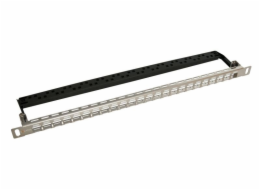 Patch panel Solarix modulární neosazený 24 portů, nerez 0,5U