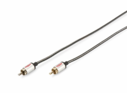 Ednet Audio propojovací kabel, 1x RCA samec/samec, 1,5 m, mono, stíněný, bavlna, zlato, stříbrný/černý