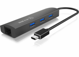 HUB USB RaidSonic IcyBox 3portový USB 3.0, Gigabit-LAN (IB-HUB1406-C)