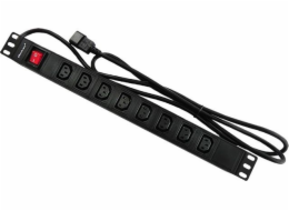 Napájecí lišta pro 19palcový rack | 1U | 10A | PDU | 8xIEC C13 | 2m Napájecí lišta pro 19palcový rack | 1U | 10A | PDU | 8xIEC C13 | 2m