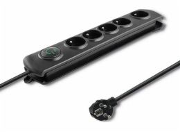 Qoltec Swift prodlužovací kabel, 5 zásuvek, 3 m, černý (5901878502717)