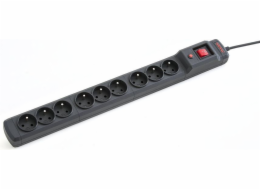 ARMAC přepěťová ochrana Multi M9, 9x zásuvka, FR, vypínač, 3m, černá
