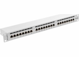 Patch Panel 24 Port 1U Kat.5E szary ekranowany