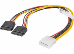 LANBERG Molex (M) 4 PIN na 2x SATA (F) 15 PIN kabel 30cm 