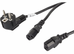Lanberg CEE 7/7 - 2x napájecí kabel IEC 320 C13, 2m černý (CA-C13C-13CC-0018-BK)