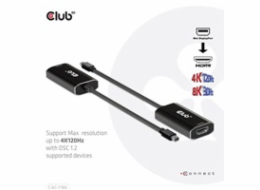 Club3D aktivní adaptér mini DisplayPort 1.4 na HDMI 4K120Hz s DSC1.2 M/F