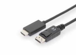 Digitus kabelový adaptér DisplayPort, DP - HDMI typu A, M / M, 1,0 m, s blokováním, DP 1.2_HDMI 2.0, 4K / 60Hz, CE, bl