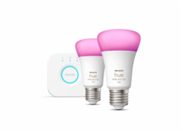 Philips Hue White & Color Ambiance Starter-Set: E27 Smarte Lampe A60 Doppelpack, LED-Lampe