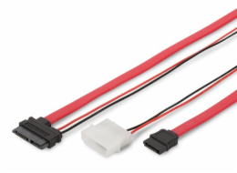 Digitus Připojovací kabel SATA, SATA13pin - typ L + napájení F / F, 0,5 m, přímý, Slimline, SATA II / III, re